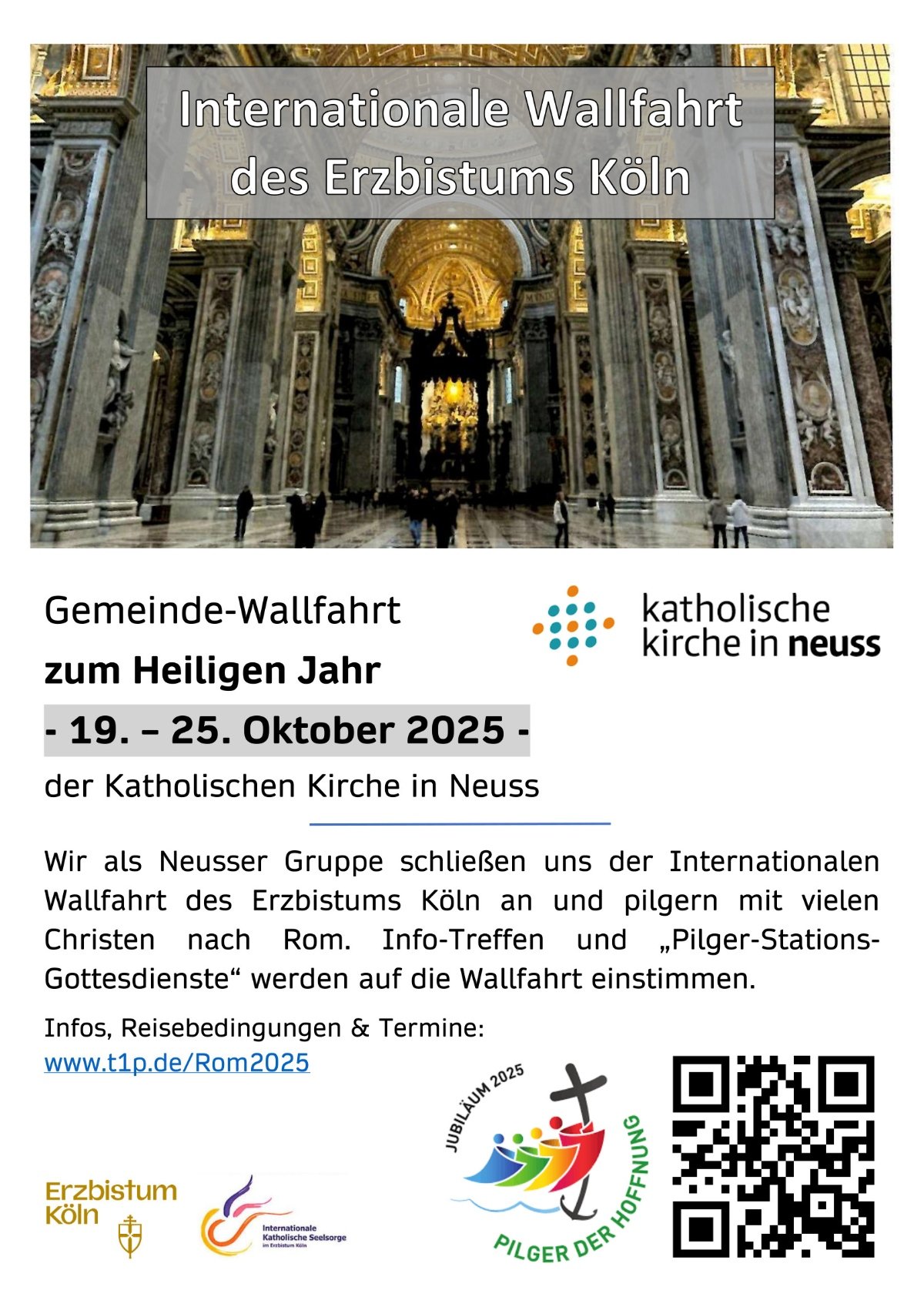 Rom Wallfahrt 2025 - Flyer - NEUER (c) Erzbistum Köln