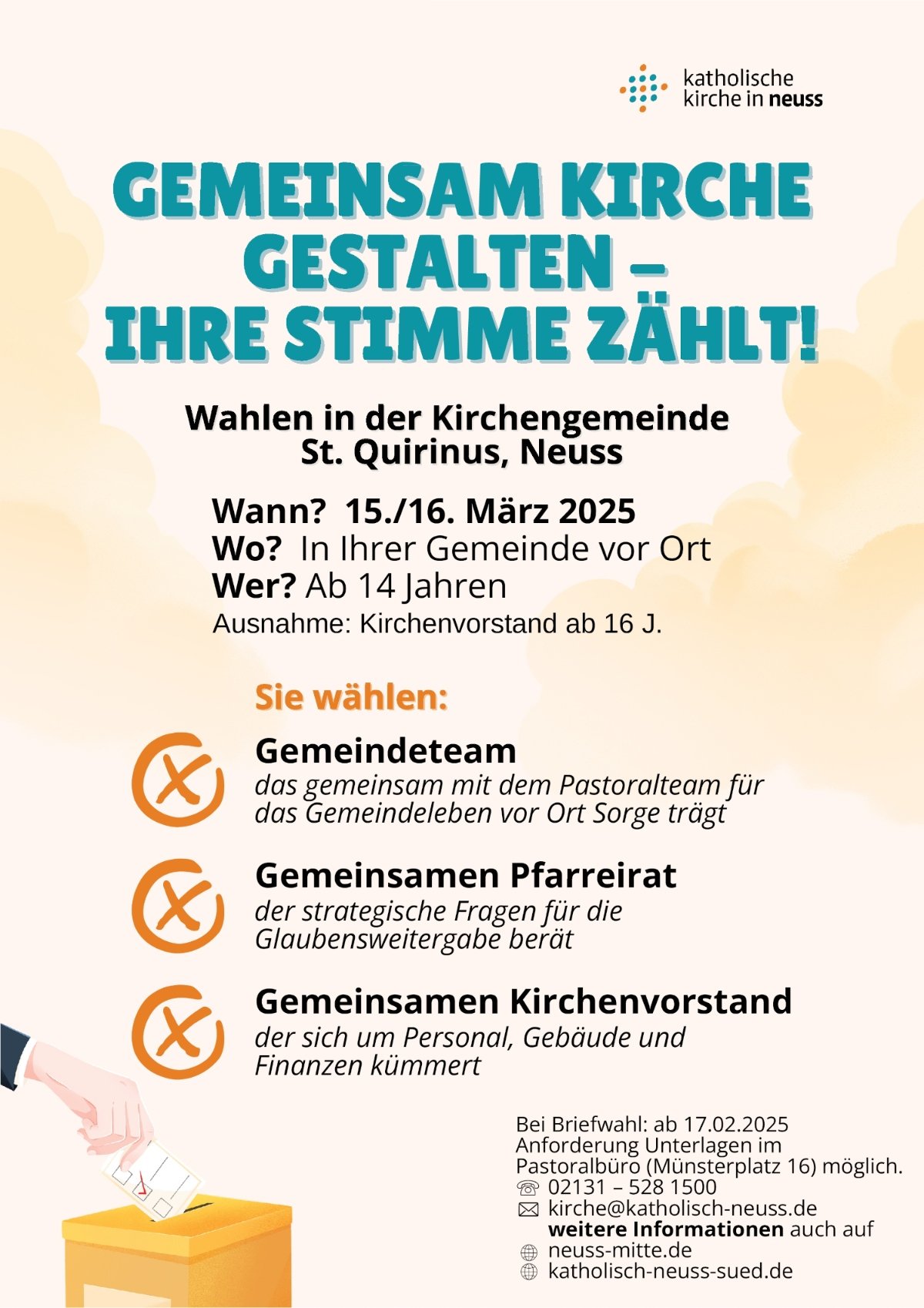 Wahlen 2025 - Gemeindeteam, Pfarreirat, Kirchenvorstand (Briefwahl) (c) Katholische Kirche in Neuss