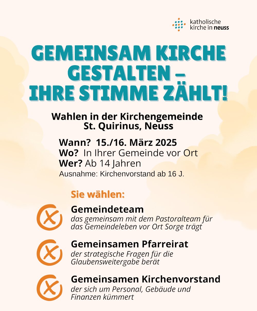 Wahlen 2025 - Gemeindeteam, Pfarreirat, Kirchenvorstand (c) Katholische Kirche in Neuss